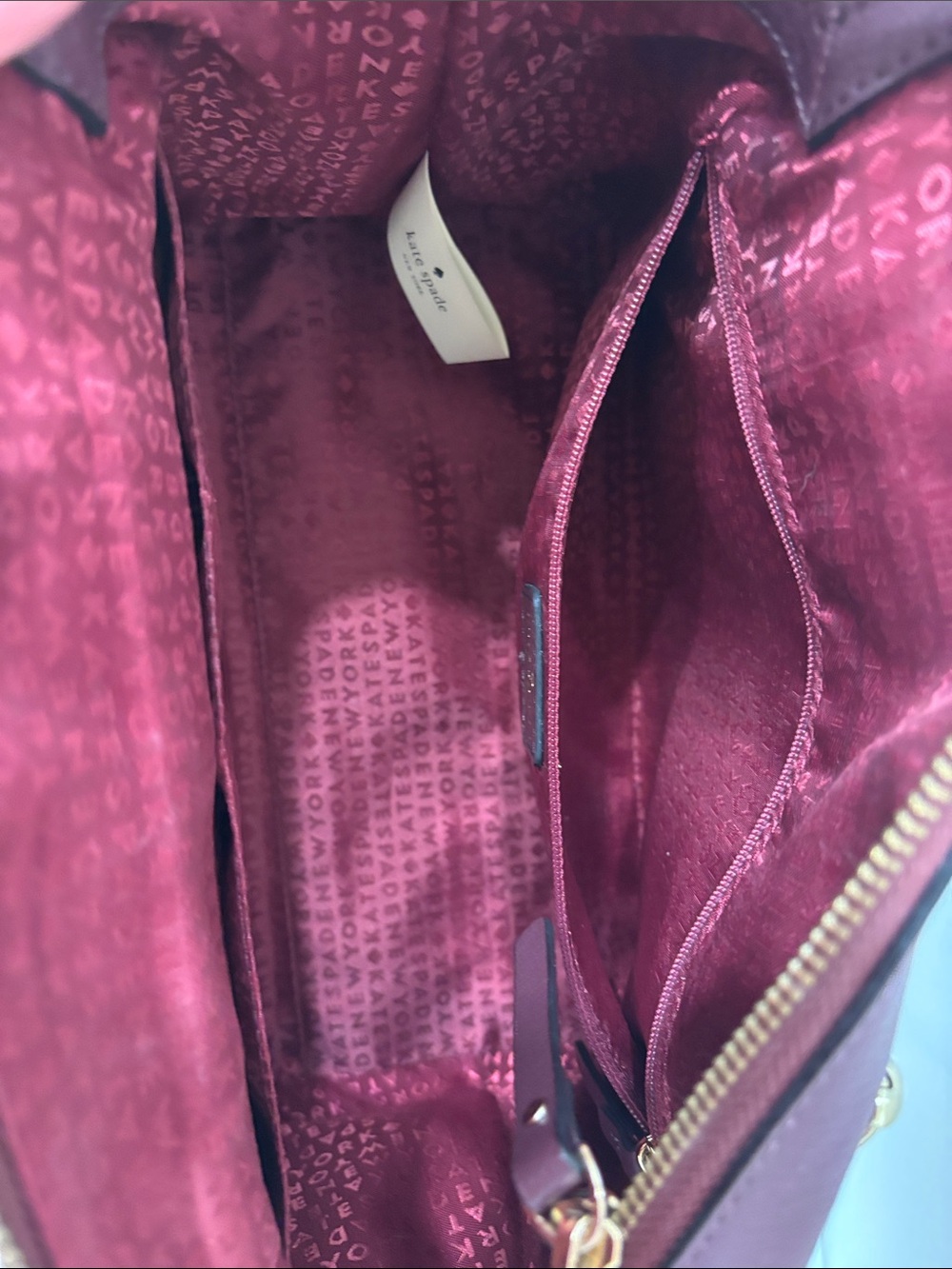 kate spade Burgundy Leather Tassel Satchel with Gold Hardware - Picture 5 of 11